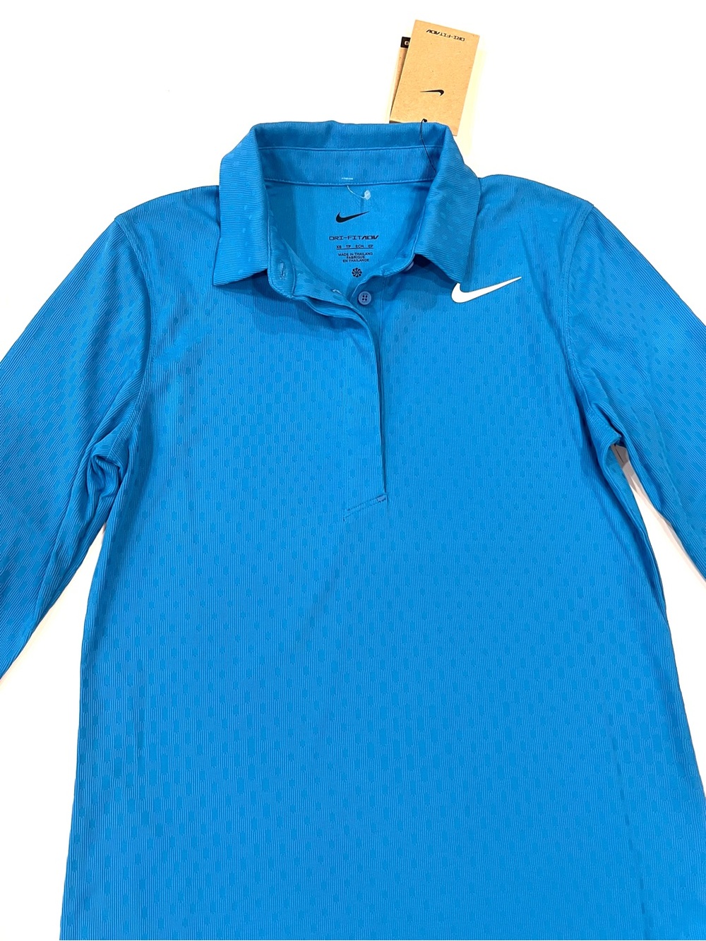 Nike Dri-Fit ADV Polka Dot Texture Blue Long Sleeve Golf Polo #FV0277-435 XS NEW